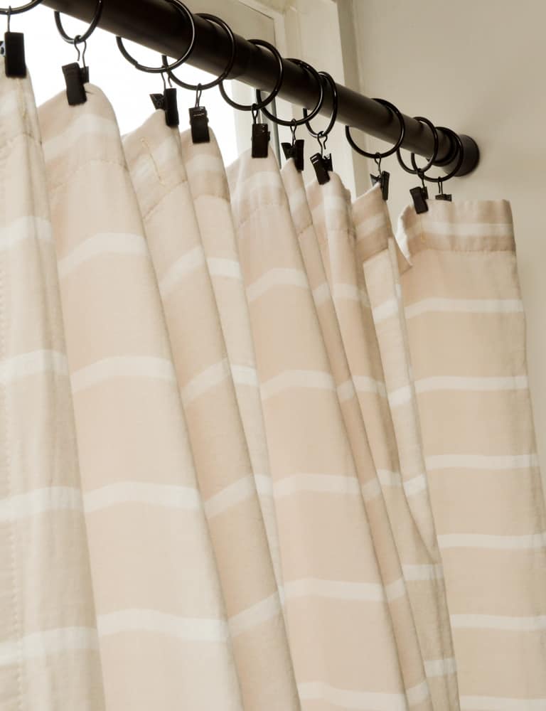 How to use a fabric shower curtain as a window treatment
