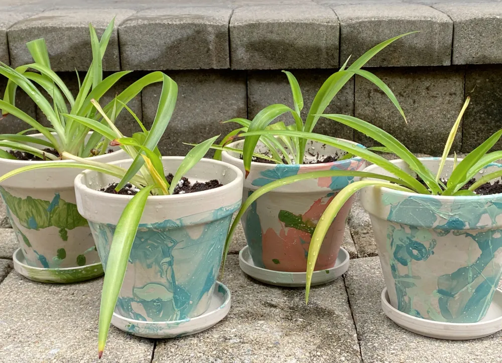 marbleized flower pots