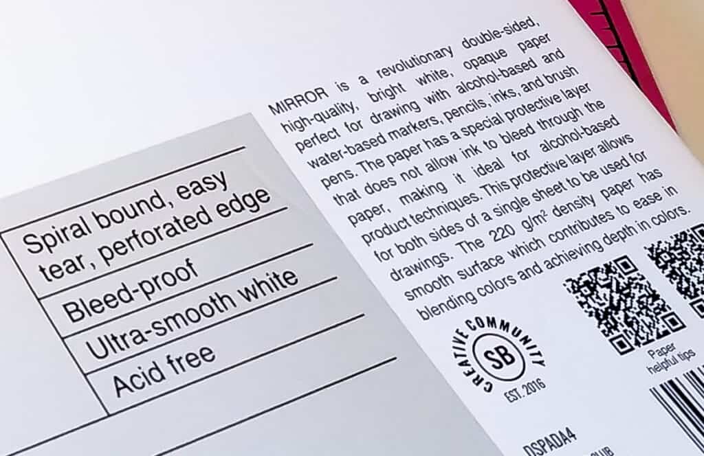 characteristics of Sketchbar Mirror Paper