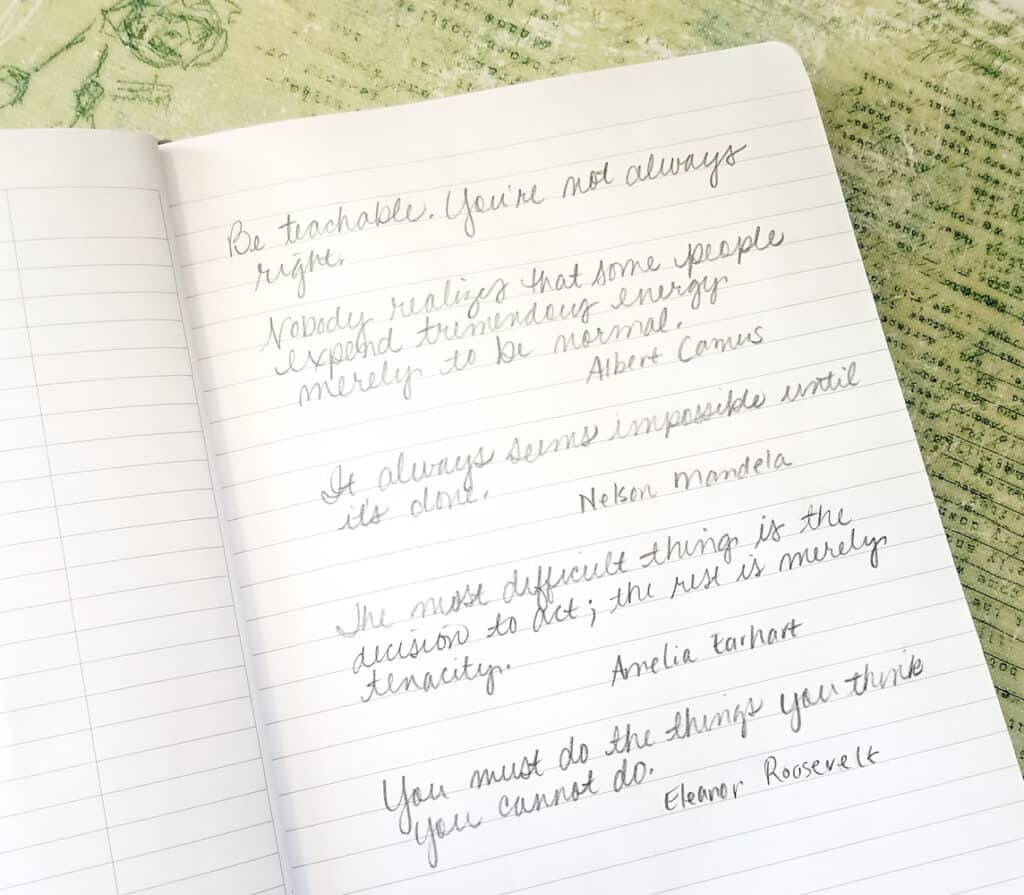 a simple commonplace book page