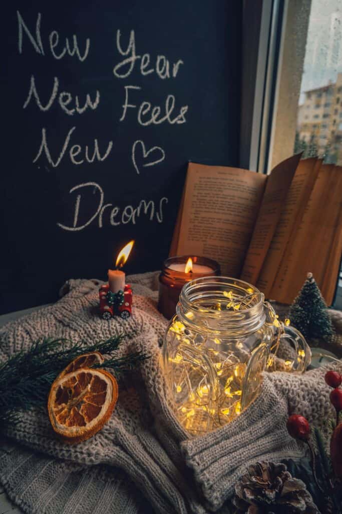 string lights in mason jar