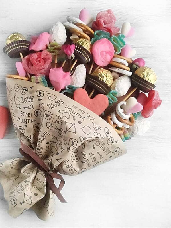 Valentine's Day Candy Bouquet Charcuterie Board