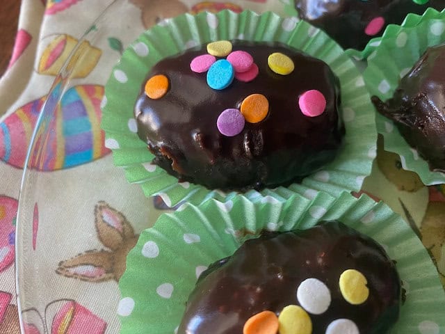 chocolate dipped peanut butter stuffed dates
