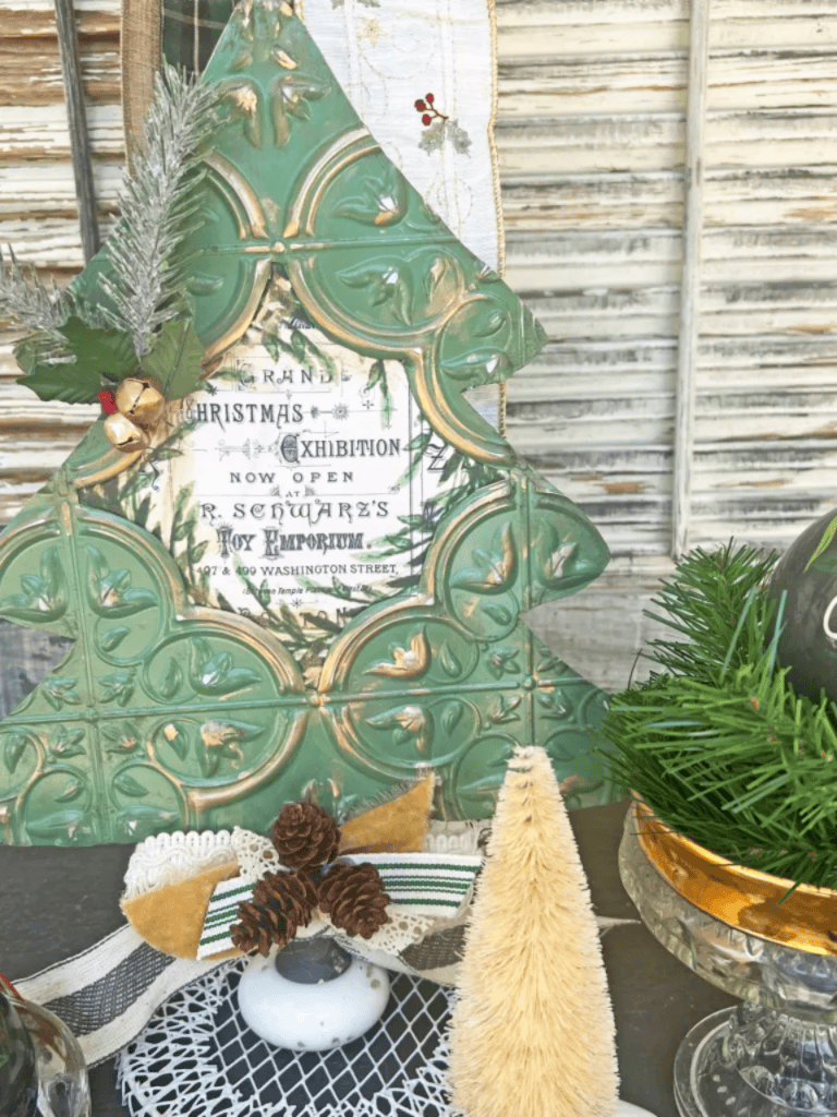 faux tin tile Christmas tree craft